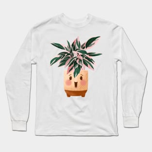 Cute Plant Illustration, Calathea Triostar Illustration Long Sleeve T-Shirt